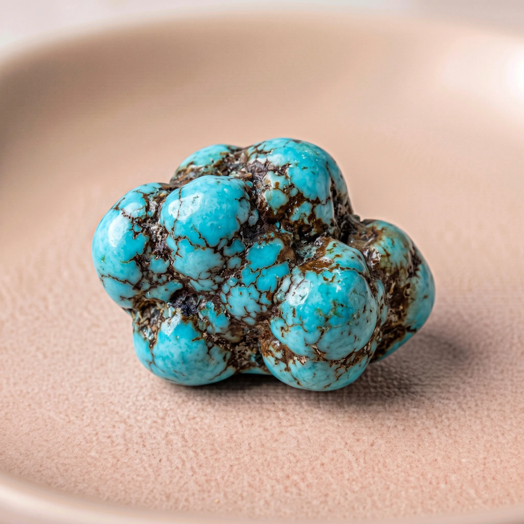 Turquoise polie avec ses veines naturelles brunes